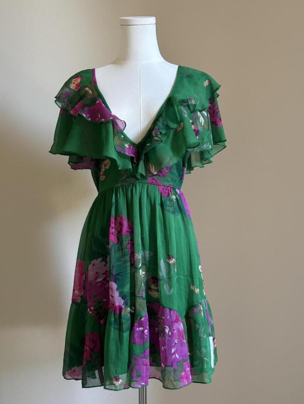 asos dreamy sheer green floral dress